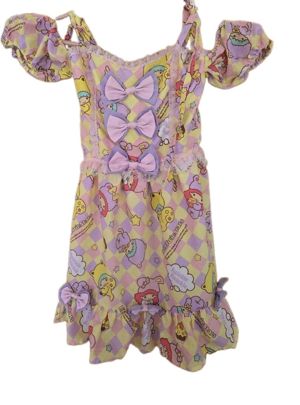 Angelic Pretty♡Little TWIN STAR DRESS Checkered pattern and lace details Small